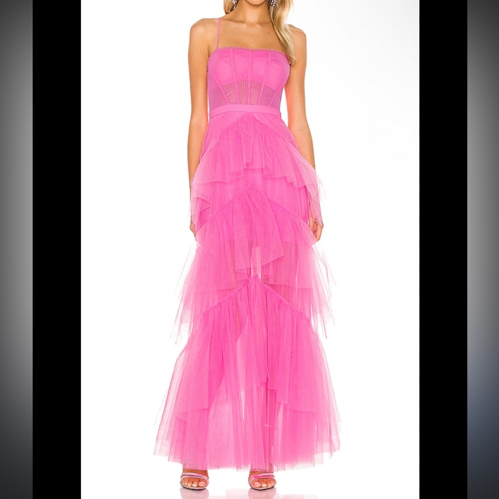 Revolve Vibrant Pink Tulle Gown